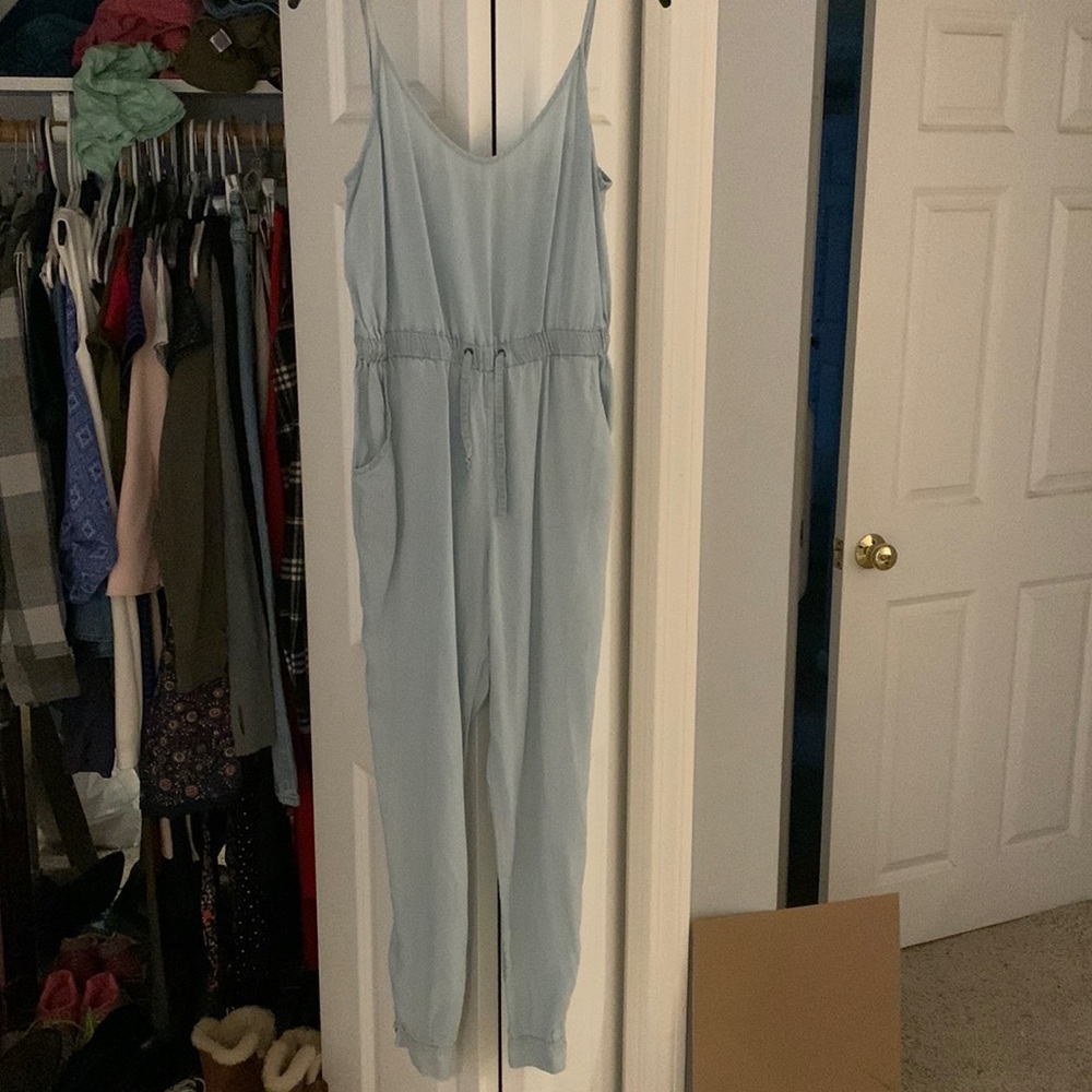 Light blue chambray jumpsuit, size medium
